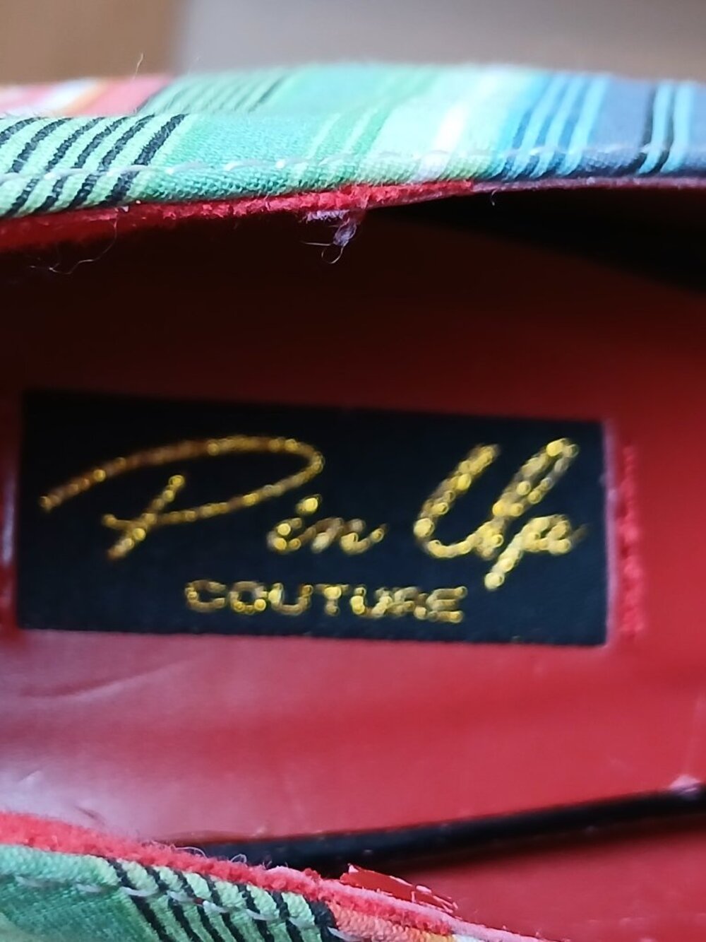 PIN UP COUTURE Stiletto Striped Fabric Pumps - Picture 12 of 16